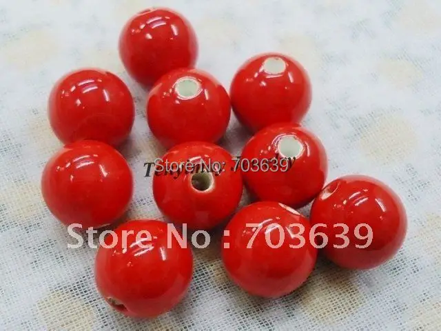 

Free Shipping 14mm Red Round Ceramic DIY Loose Beads (100pcs/Lot)