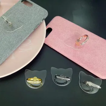 

Wholesales 30pcs/lot Universal Transparent Mobile Phone Holder Metal Finger Ring Holder Phone Ring Stand Cute cat Rhinestone