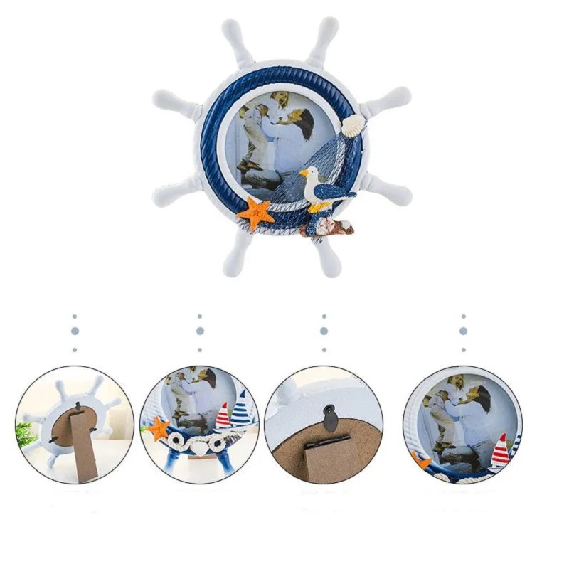 Средиземноморский штурвал фоторамка художественная деревянная семейная круглая Фоторамка ручной работы домашний декор настольные украшения