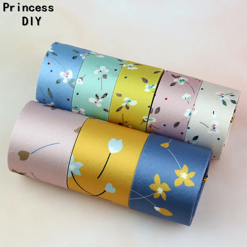 5M/Lot 10 25 40mm Craft Matt Cotton Ribbon Printed Flower Fabric Layering DIY Floral Collar Hair Bow Tie Accessories Material | Дом и сад