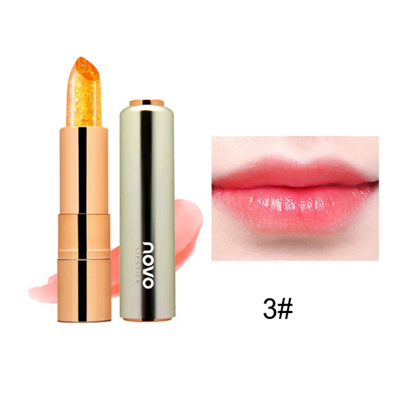 Moisturizer Long-lasting Jelly Gold foil Lipstick Makeup Temperature Changed Colorful Lip Blam Pink Pintalabios Transparent