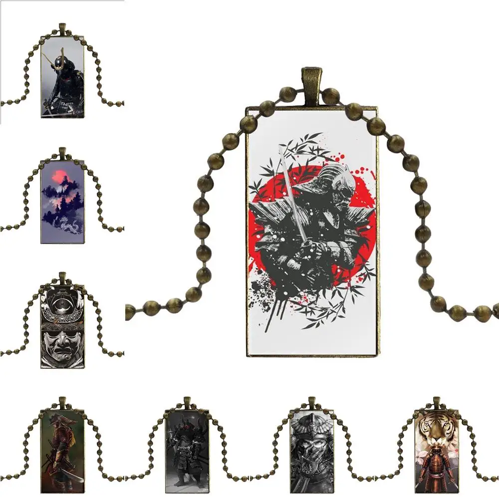 

For Women Aku Samurai Jack Sakura Moon Warrior Brand Bronze Color Jewelry Fashion Statement Necklace Glass Necklaces Pendants