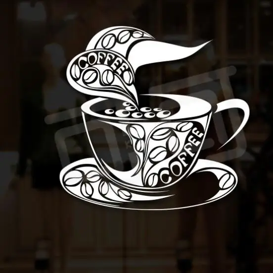 Coffee Shop Vinyl Wall Sticker Coffee Cup Restaurant Mural Wall Decal
