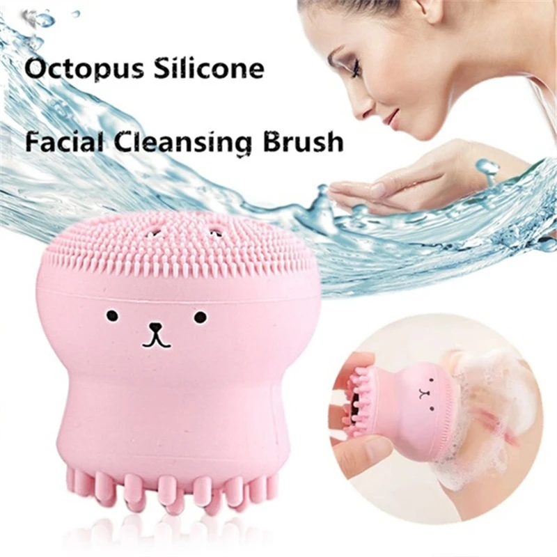 Soft Silicone Facial Cleaning Brush Small Octopus Shape Face Washing Brush Deep Pore Cleaning Exfoliator Skin Care Lovely Animal