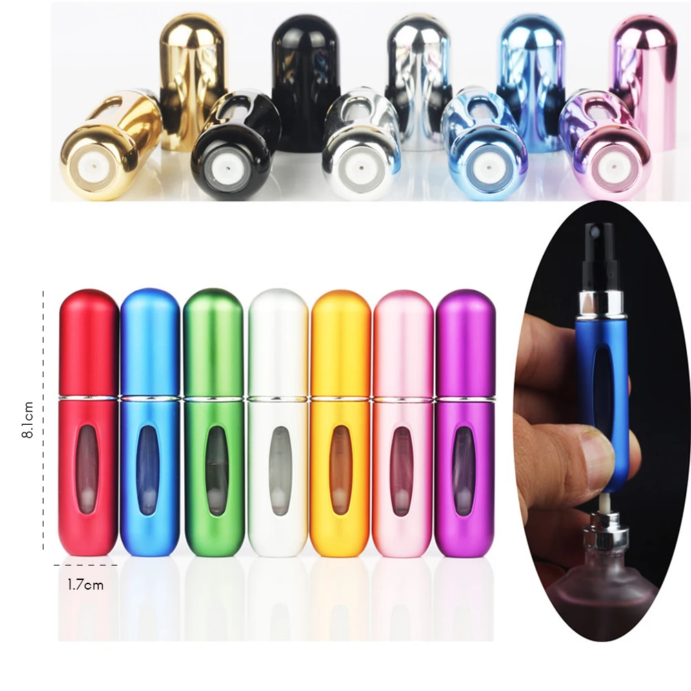 

Mini Portable Suitcase 5ml Perfume Spray Atomizer Travel Perfume Container Aluminum Refillable Perfume Bottle Container