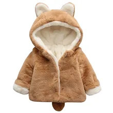 Осенне-зимнее пальто для маленьких мальчиков хлопковое теплое пальто для маленьких девочек Толстая Детская куртка с ушками из мультфильмов верхняя одежда новорожденным пальто для малышей 10-24 месяцев