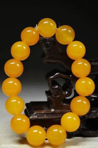 

12mm Natural Yellow Jade Round Beads Stretchy Bangle Bracelet AAA style Fine jewe Noble 100% Natural jade 5.26