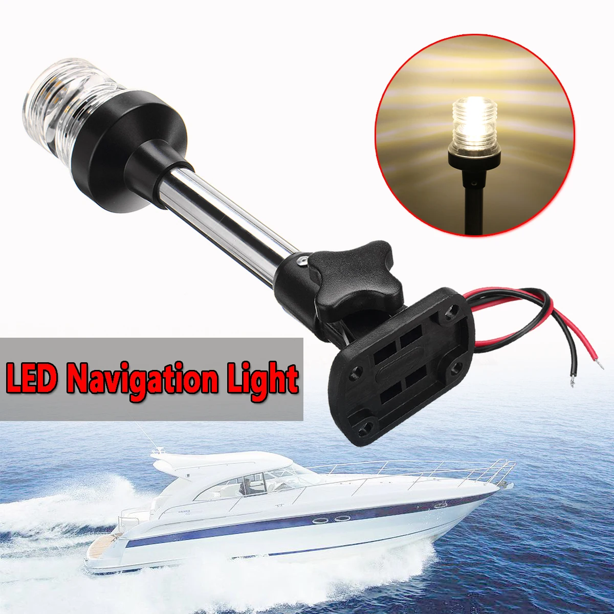 Fold Down Fold Down LED Navigation Light For Yacht Boat Stern Anchor Light 12-24V 25cm Pactrade Marine Boat Sailing Signal Light