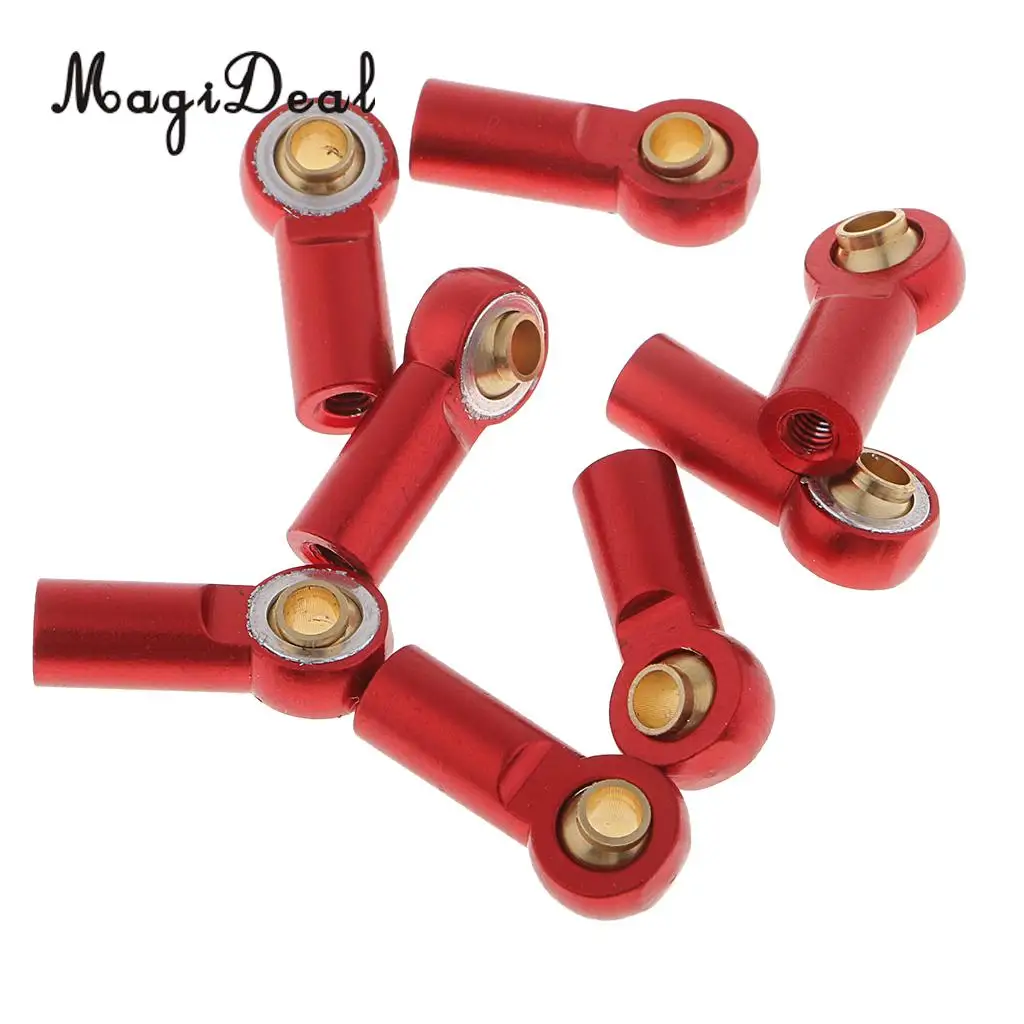 8Pcs Red Aluminum M3 Metal Ball Head Holder Tie Link Rod End Joint RC Climbing Crawlers Car For 1:10 D90 SCX10