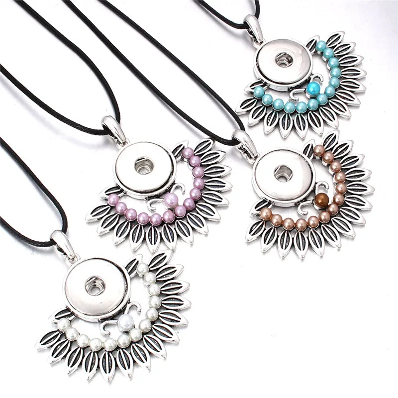 

DIY Snap Jewelry Round Crystal Snap Pendant Necklace Fit 18MM Snap Buttons Fashion Necklaces Women Gift ZG177