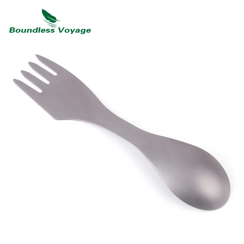 Boundless Voyage Titanium 3 en 1 cuchara tenedor cuchillo que acampa al aire libre viajes multifuncional utensilios ultraligero picnic Spork Ti1515B Boundless Voyage Titanium 3 en 1 cuchara tenedor cuchillo que acampa al aire libre viajes multifuncional utensilios ultraligero picnic Spork Ti1515B