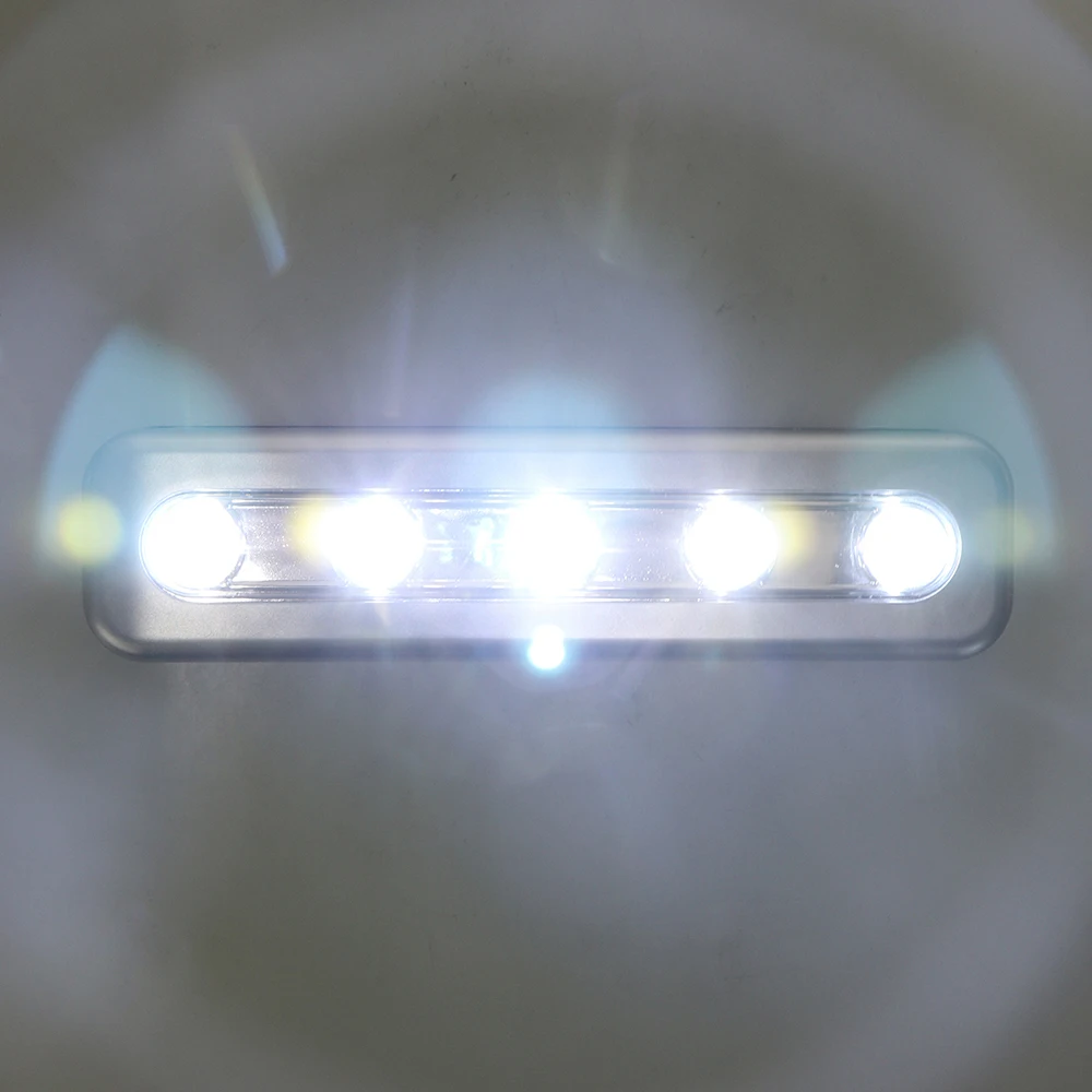 Мини светодиодный фонарик 5 светодиодный s self-палки Беспроводной настенный светильник аварийного шкаф нажмите ночь свет гардероб