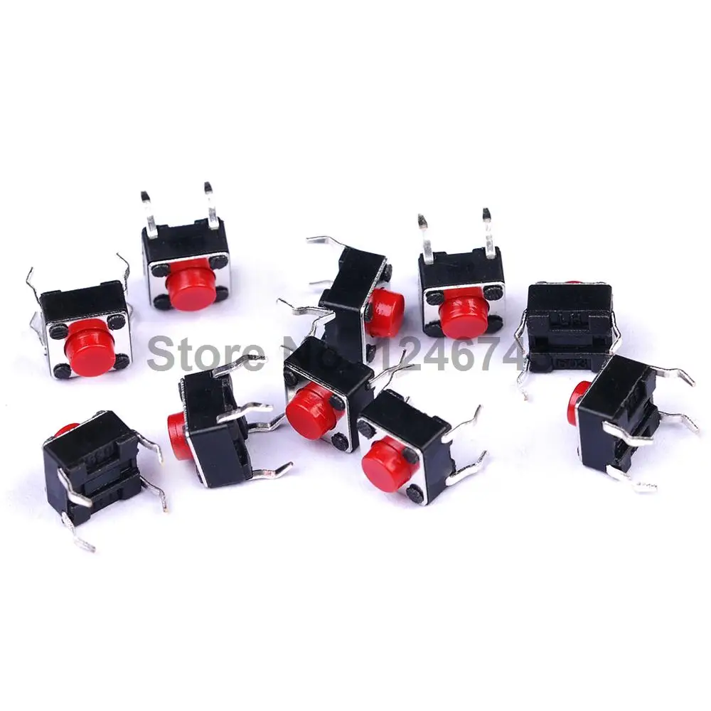 100PCS 6*6*5mm Red Button 6x6x5mm 4Pins Tactile Push Button Switches Tact Switchin Switches