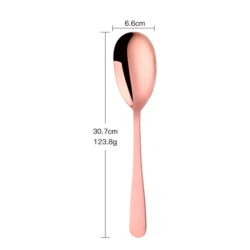Модная сервировочная ложка для салата, вилка, ложка для смешивания, 430 нержавеющая сталь, ложки для ресторана, столовая посуда, инструменты для буфета - Цвет: rose gold spoon 1 pc