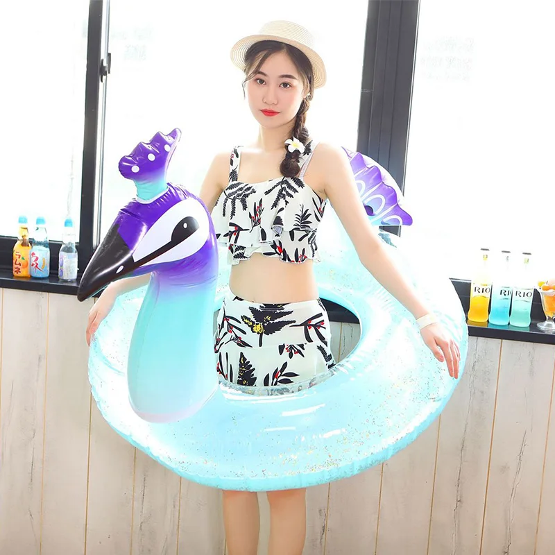

Rooxin Adult Swimming Ring Float Pool Thicken Peacock Inflatable Swimming Circle Float Baby Seat Summer Water Fun Pool Toys