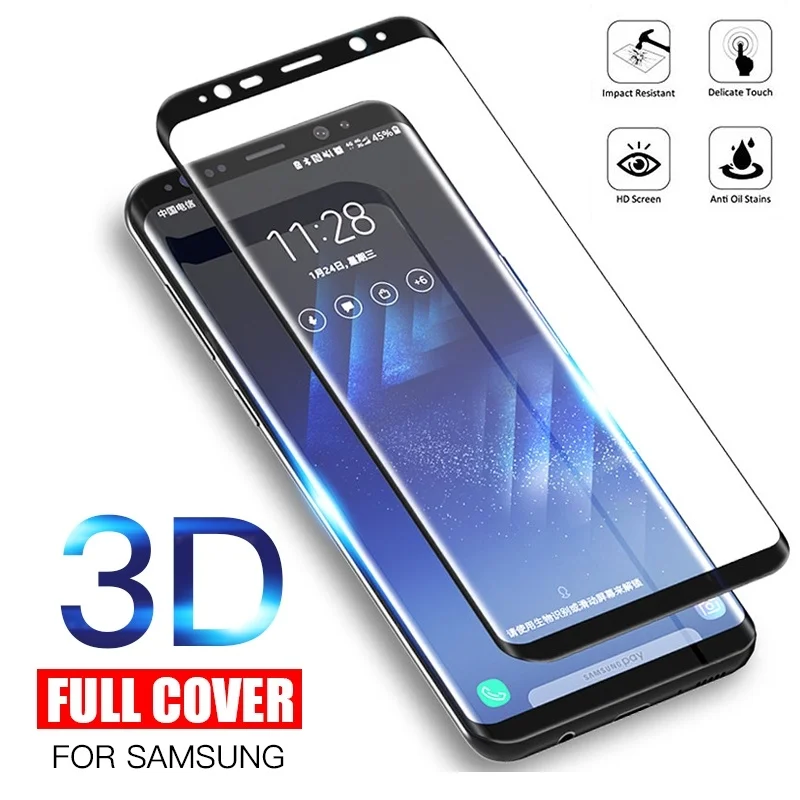 Защитное стекло закаленное 3d с полным покрытием для Samsung Galaxy S9 S8 Plus Note 8 S7 S6 Edge