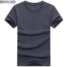 BINYUXD, хлопковые мужские футболки, классические,, короткий рукав, o-образный вырез, сплошной цвет, свободные, базовая футболка, повседневная, для фитнеса, для мужчин, джемпер