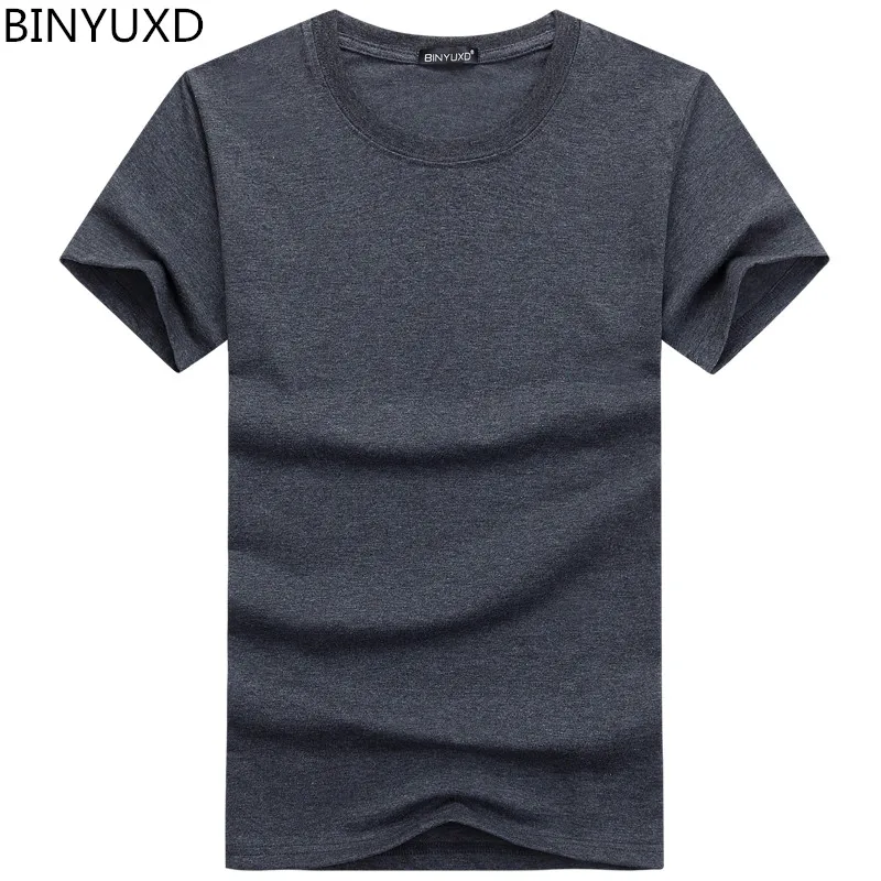 

BINYUXD Cotton Men T-shirts Classical 2017 Short Sleeve O-neck Solid Color Loose Basic Tshirt Casual Fitness Men Bottoming shirt