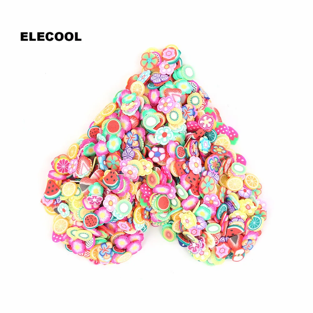 

ELECOOL New 3D Acrylic Tips DIY Cute Fruit Flower Glitters Nail Art Decoration Rhinestones Glitters Acrylic Tips For Woman