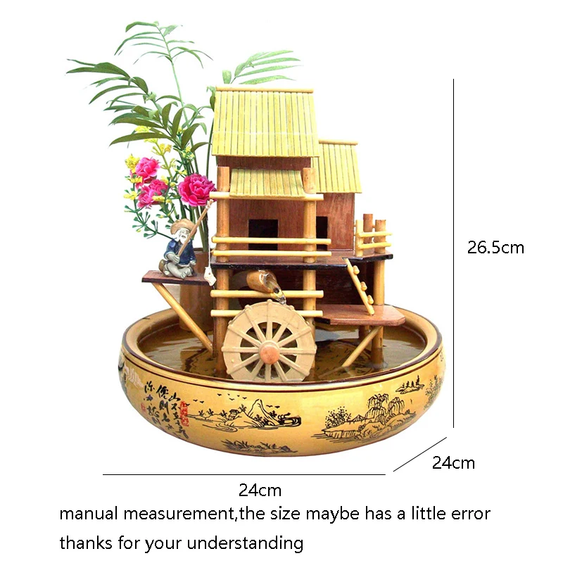 110 V-220 V творческий бамбука фонтана Feng(Лея фенг) колесо шуй Waterscape цветочный горшок маленький аквариум Керамика ремесло домашнего декора фонтан