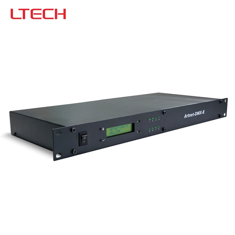 

Artnet-DMX-8;ArtNet into DMX converter;convert the Artnet network data package into DMX512 data;512channel *8 ports output