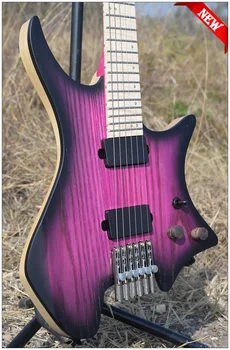 

2018 New NK Headless guitar Fanned Fret guitars style Model Purple burst Color Flame maple Neck Guitar free shipping