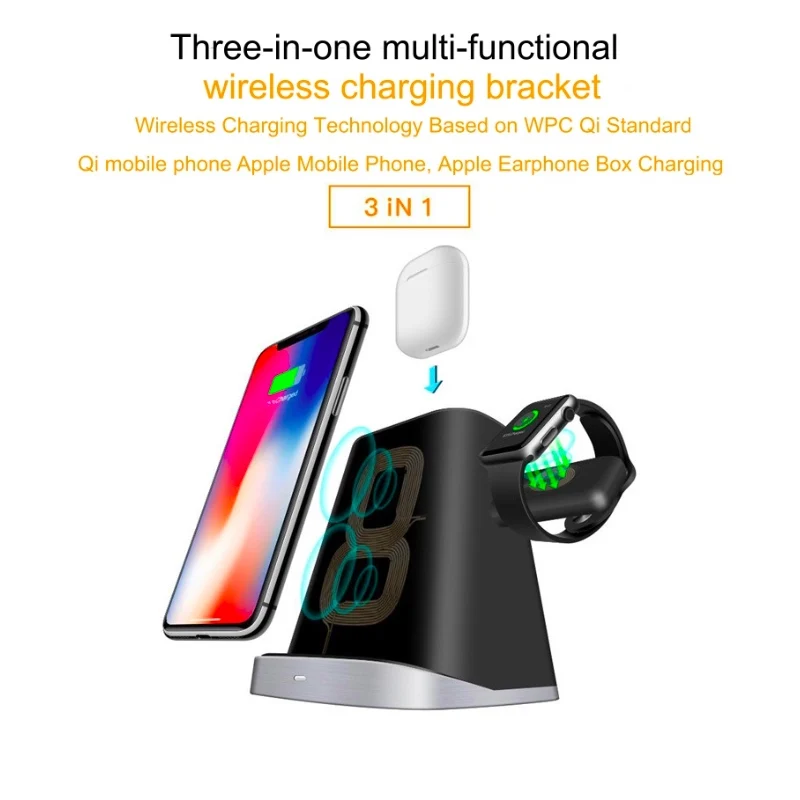 

YYWIFI Multifunctional qi Wireless Charger for Apple watch Watch Mobile Phone X Headphone Box Vertical Trinity