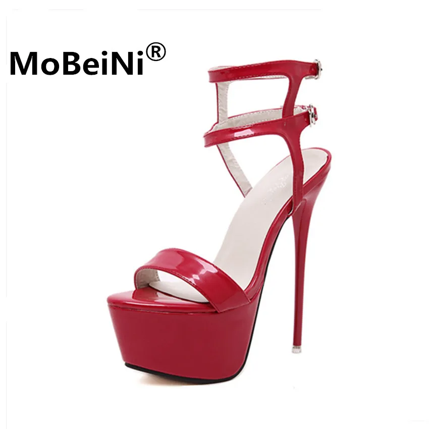 3 Colors 2019 new fashion women shoes summer solid sandals white black Red Thick Bottom 16cm high heels lady dress Party | Обувь