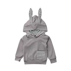 Для малышей для девочек и мальчиков детская зимняя теплая верхняя одежда детская 3D Кролик уха толстовки с длинным рукавом куртка-плащ