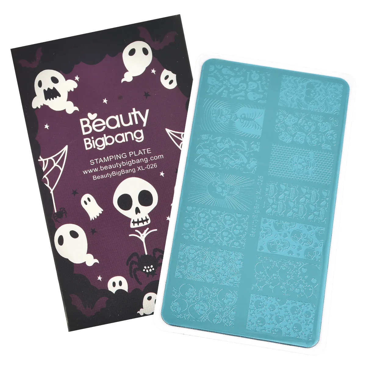 Beautybigbang Stamping Plates 6*12cm Halloween Skull Terror Pattern Printing Image Stencil Nail Art Stamping Plate XL-026