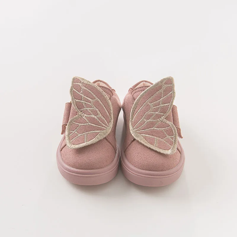 Dave Bella/кожаная обувь с вышивкой бабочки для маленьких девочек; сезон осень-зима; DB6703 - Цвет: Розовый