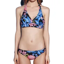 PNT 2017 New Sexy Micro Bikinis Women Swimsuit Swimwear Halter Brazilian Bikini Set Beach Bathing Suits Swim Wear print Biquini