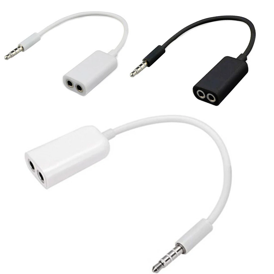 

3.5mm 1 Male to 2 Female Headset Jack Earphone Dual Audio Cable Headphone Y Splitter Lovers Adapter for Phone Laptop MP3 MP4