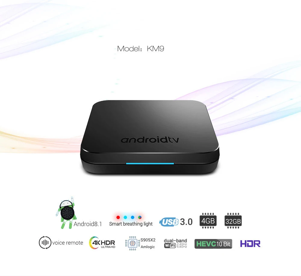 KM9 Android 8 1 Smart tv Box S905X2 Четырехъядерный 4 ГБ ОЗУ 32 Гб ПЗУ 2 г/5 г WiFi BT набор голосового