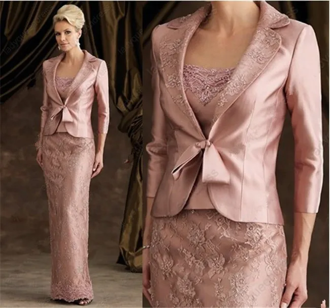 Элегантное платье-футляр длиной до пола, розовое кружевное платье с длинными рукавами для матери невесты, платье для матери жениха