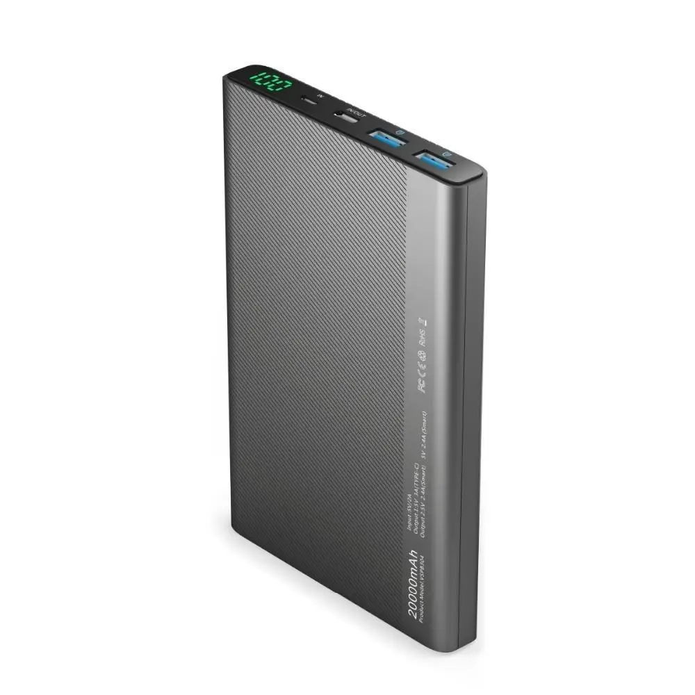 

Vinsic 20000mAh Power Bank 2.4A Dual USB Type-C LED Dispaly External Battery Charger for Xiaomi MI iPhone X Samsung Note 8