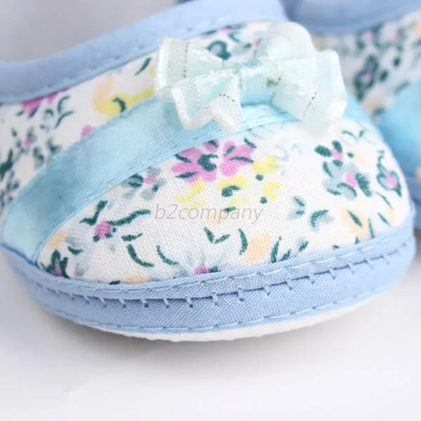 Обувь с цветочным принтом и бантом для маленьких девочек; сезон весна-осень; обувь для первых шагов; 3 цвета