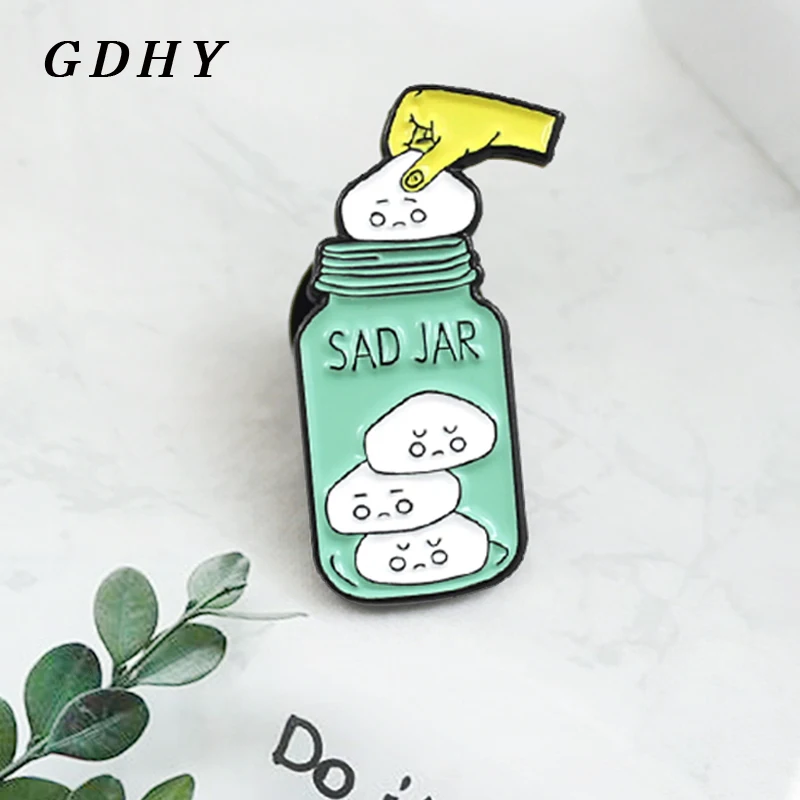 GDHY брошь SAD JAR эмалированная булавка зеленый медицинский шарик из хлопка в