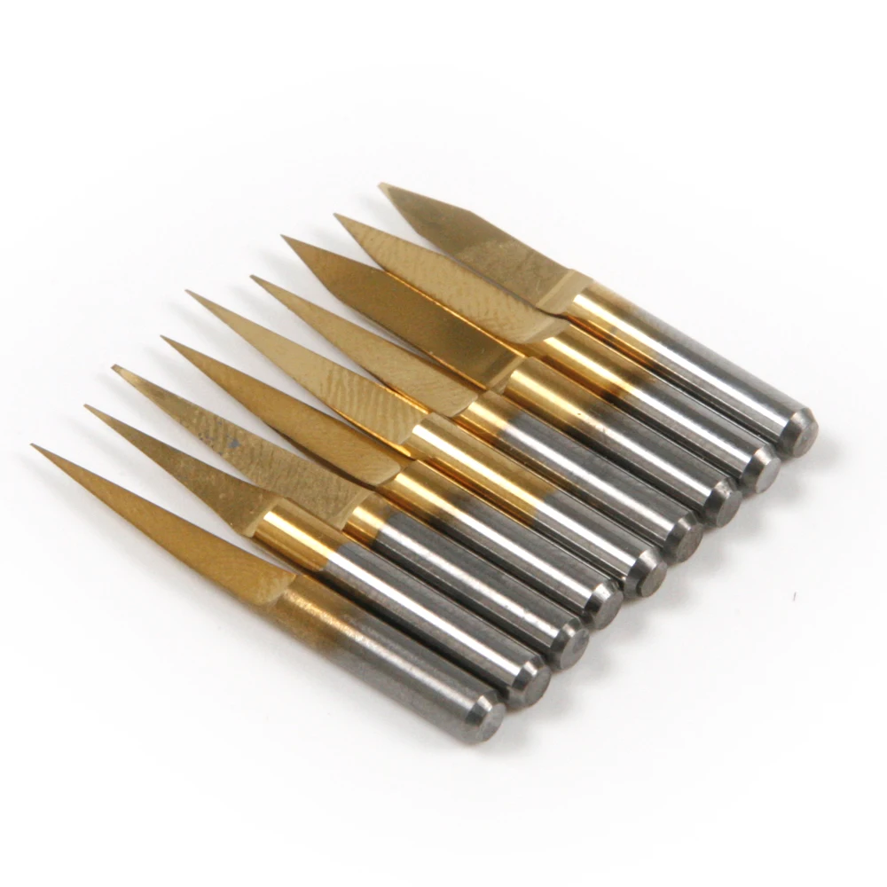 5Pcs Titanium Coated Milling Cutter Knife Carbide 1/8" Shank 10 15 30