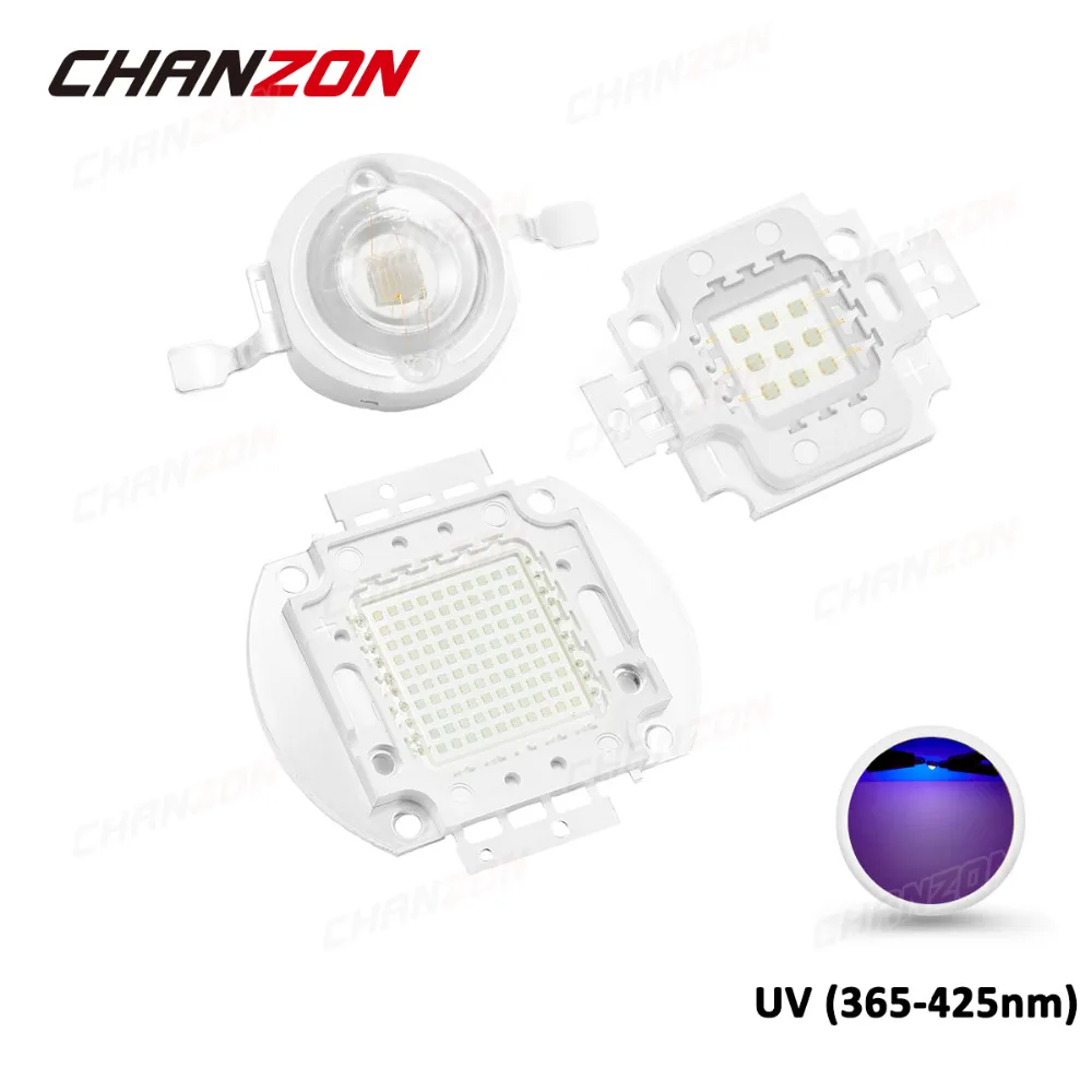 УФ светодиодный интегрированный 365nm 370nm 375nm 380nm 385nm 390nm 395nm 400nm 405nm 410nm 425nm SMD светодиодные лампы 3W 5W 10W 20W 30W 50W 100W