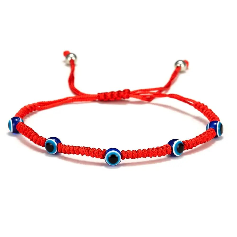 Simple Handmade Braided Lucky Red String Charm Bracelet Women Men Turkish Blue Evil Eye Beads Bracelet Trend Friendship Jewelry