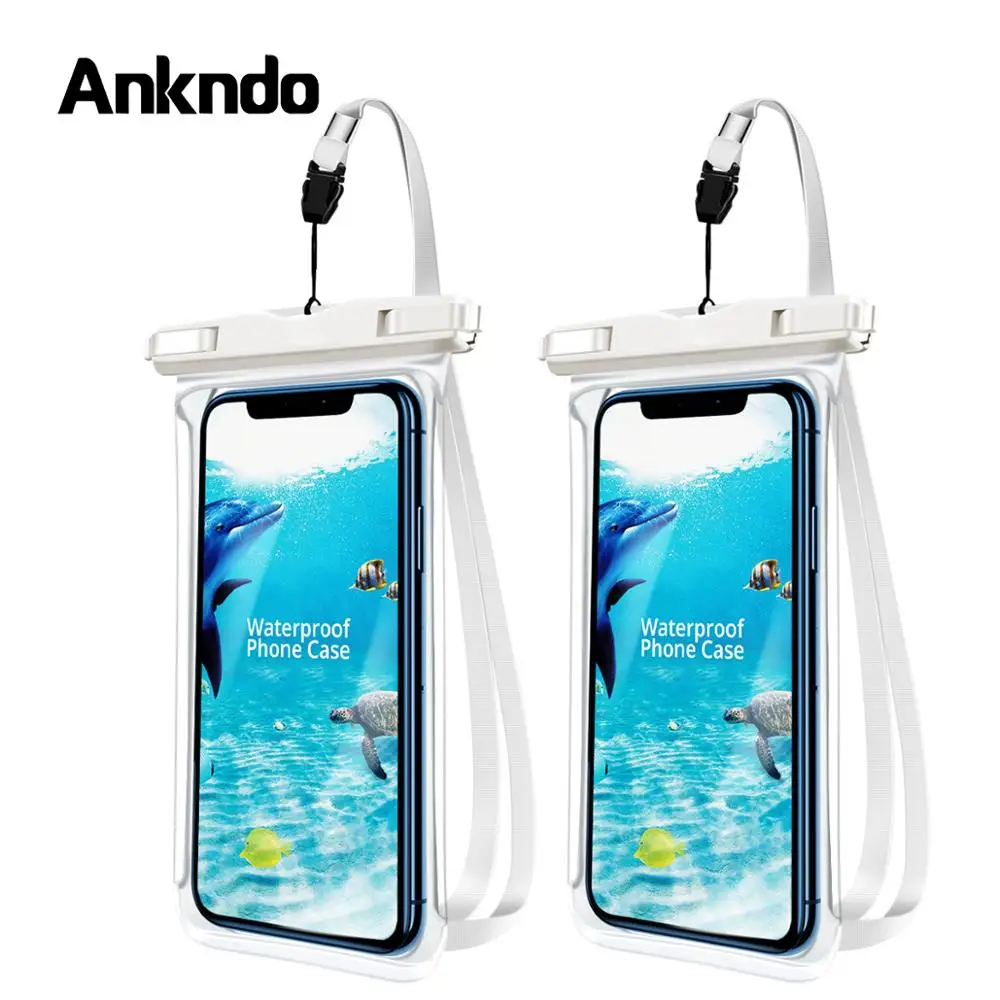 

Ankndo 2Pcs Waterproof Case For Phone Full View Transparent Dry Bags Swimming Diving Water Proof Coque Pouch For Smartphones