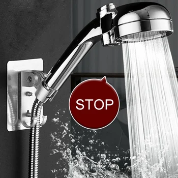 

Pressurized Handheld Shower Head High Pressure Chrome 2 Spray Setting with ON/OFF Pause Switch Water Saving Adjustable