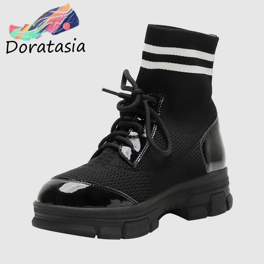 

DORATASIA New Fashion Big Size 33-43 Genuine Leather Ladies Chunky Heels Shoes Women Casual Soft Autumn Winter Ankle Boots