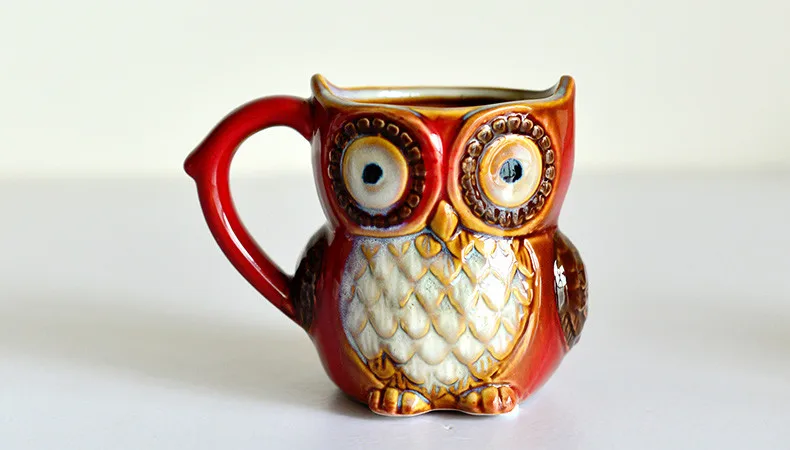 300ml Owl Mug Cartoon Ceramic 3D Animal Coffee Cup for Breakfast and Collection