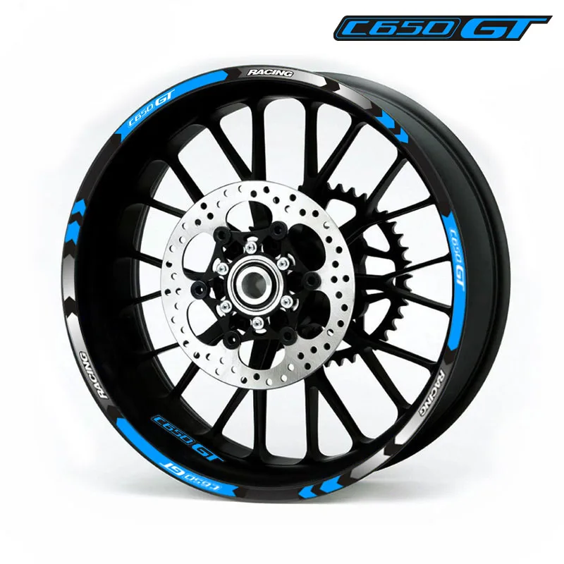 

New high quality 12 Pcs Fit Motorcycle Wheel Sticker stripe Reflective Rim For BMW C650GT