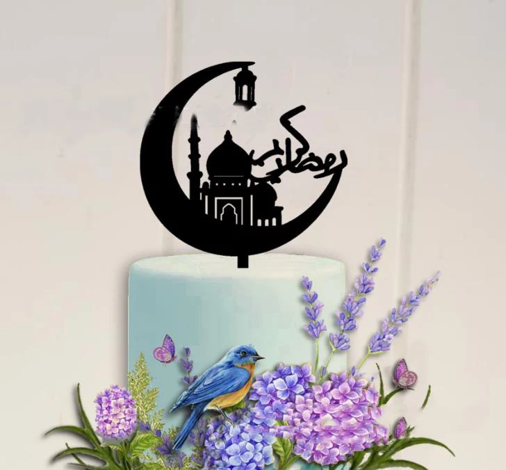 1 шт. милый блеск Happy Eid Mubarak Рамадан акриловый для свадебного торта топперы мусульманский Ислам/Рамадан вечерние украшения для кексов