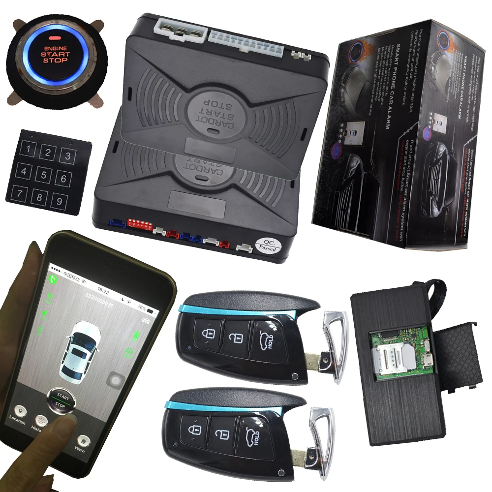 smart anti robbery car security alarm system gsm mobile app controlsmart anti robbery car security alarm system gsm mobile app control gps tracking the car engine start stop button start stop car