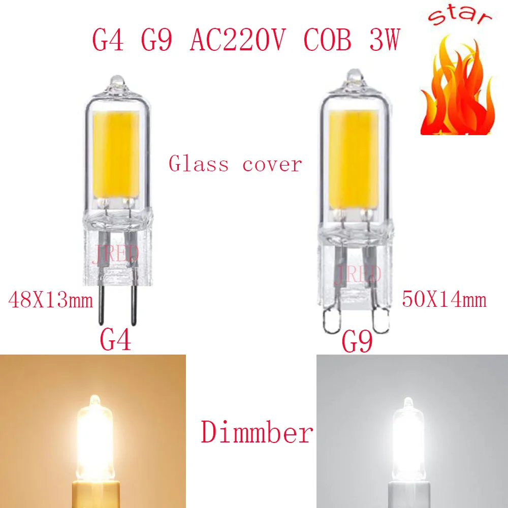 

5PCS 10PCS LED Bulb G9 COB LED 220V/230V/240V 3W High Power Tube Clear Glass G4G9 LED Warm White/Cold White replace Halogen lamp