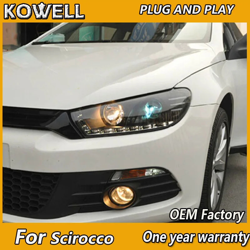 

KOWELL Car Styling for VW Scirocco Headlights 2009-2017 Scirocco LED Headlight DRL Lens Double Beam H7 HID Xenon bi xenon lens